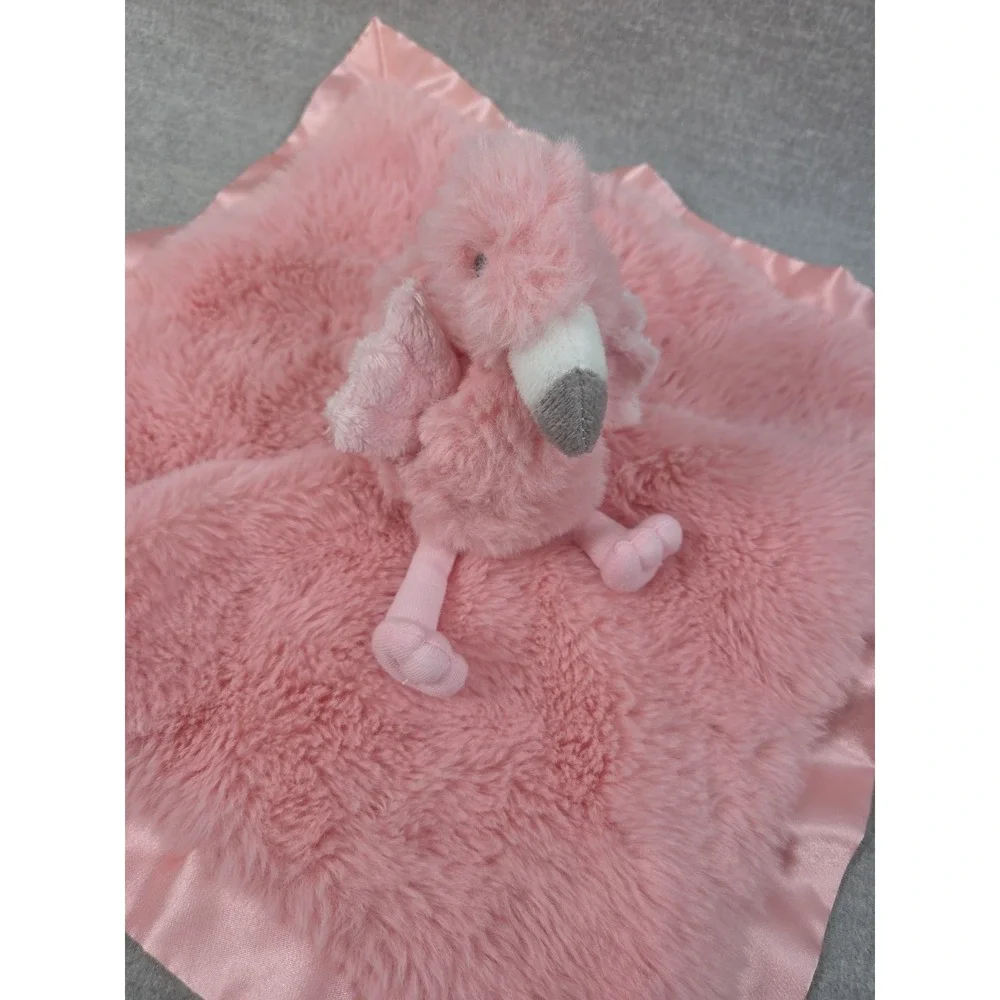 Cloud Island Flamingo Lovey Security Blanket Plush Stuffed Pink Soft Satin Trim